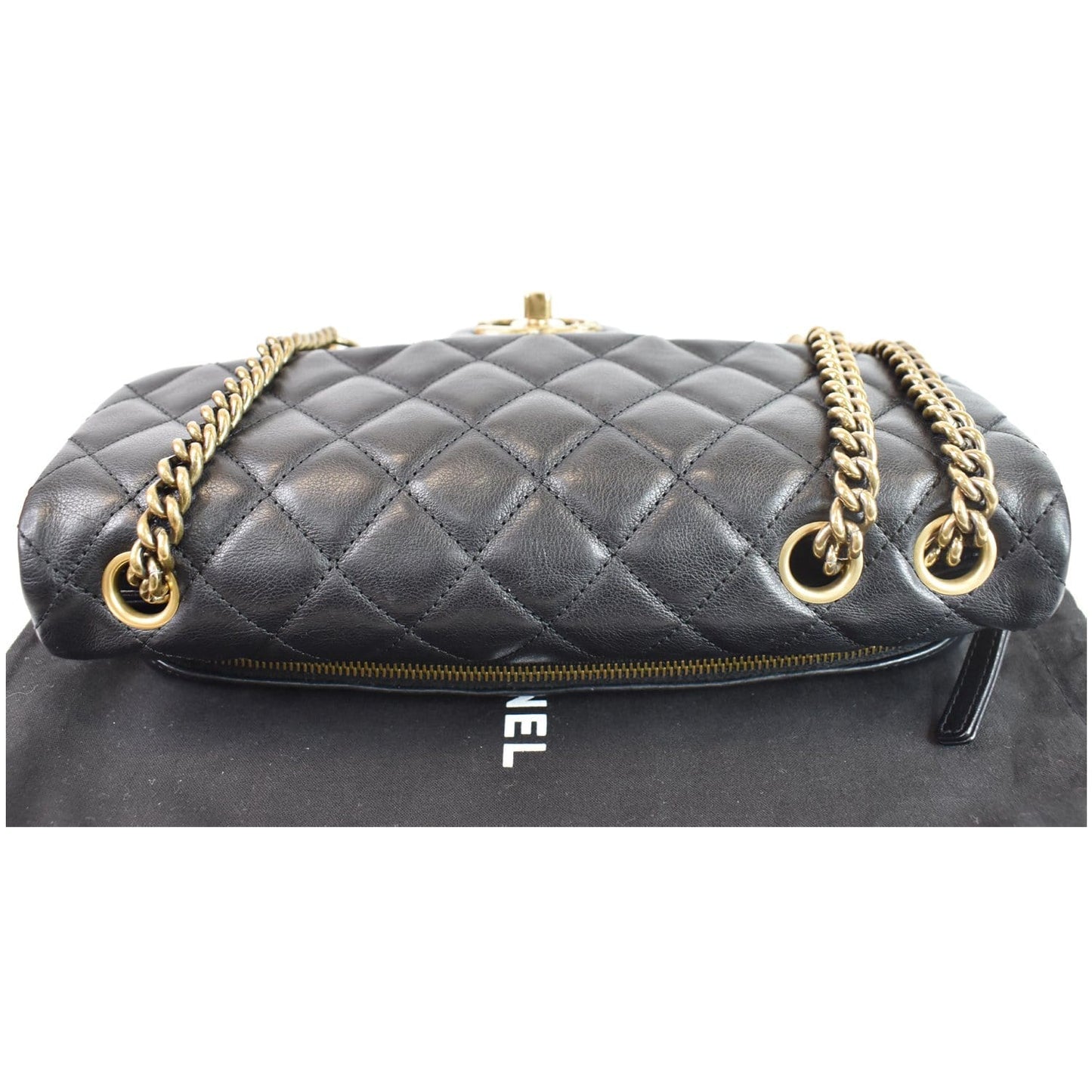 Chanel Cc Crown Flap Calfskin Shoulder Bag Leather Black