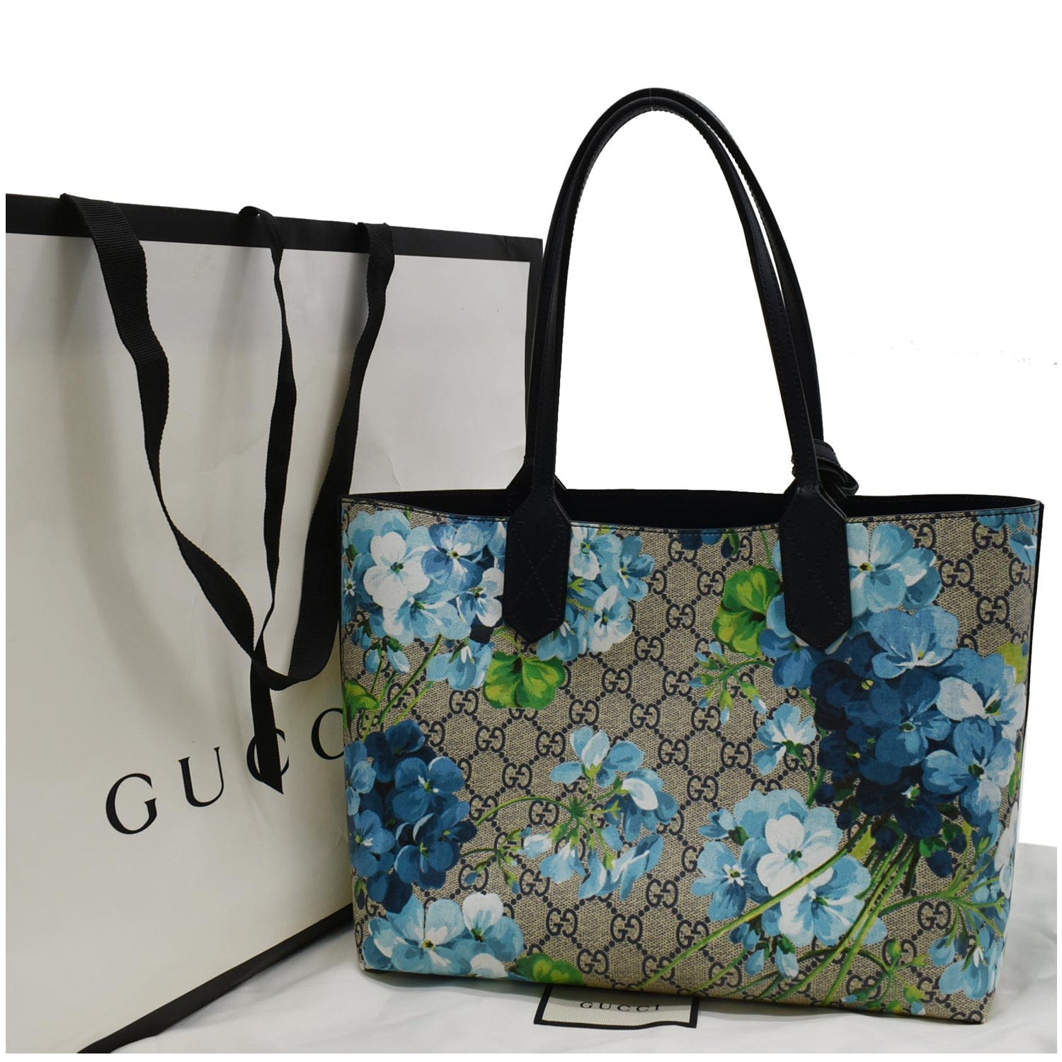 Gucci Blooms Reversible Print Floral Supreme Tote Bag Blue