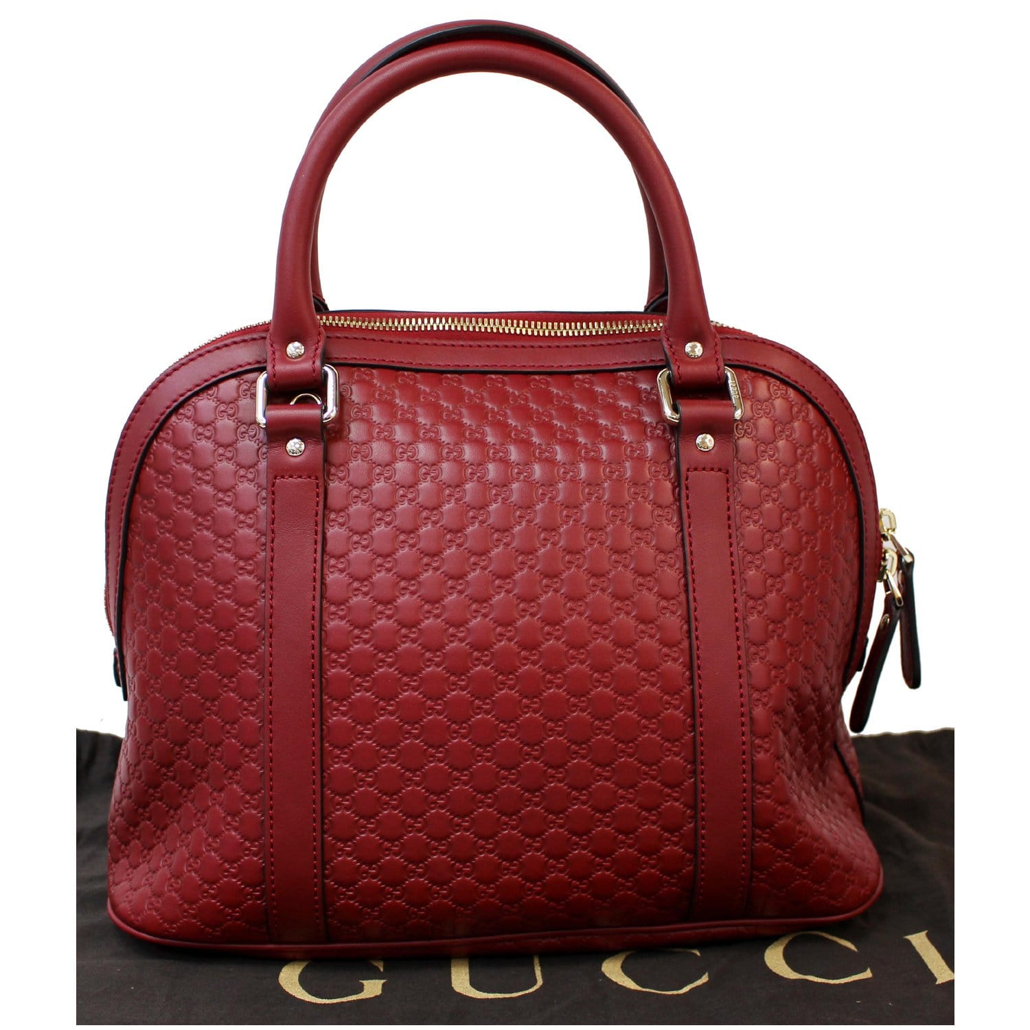 Gucci Dome Microssima Shoulder Bag Leather Red