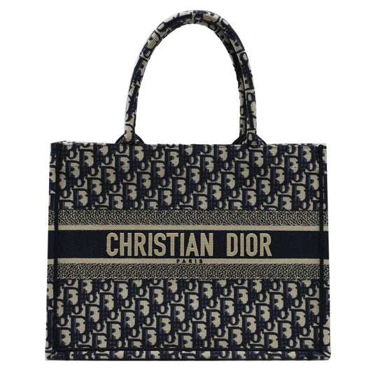 Dior Book Oblique Embroidery Tote Bag Blue Medium