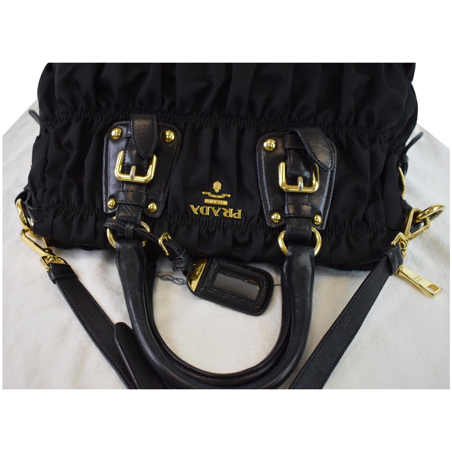 Prada Gaufre Nappa Tote Bag Leather Black Shoulder Bag