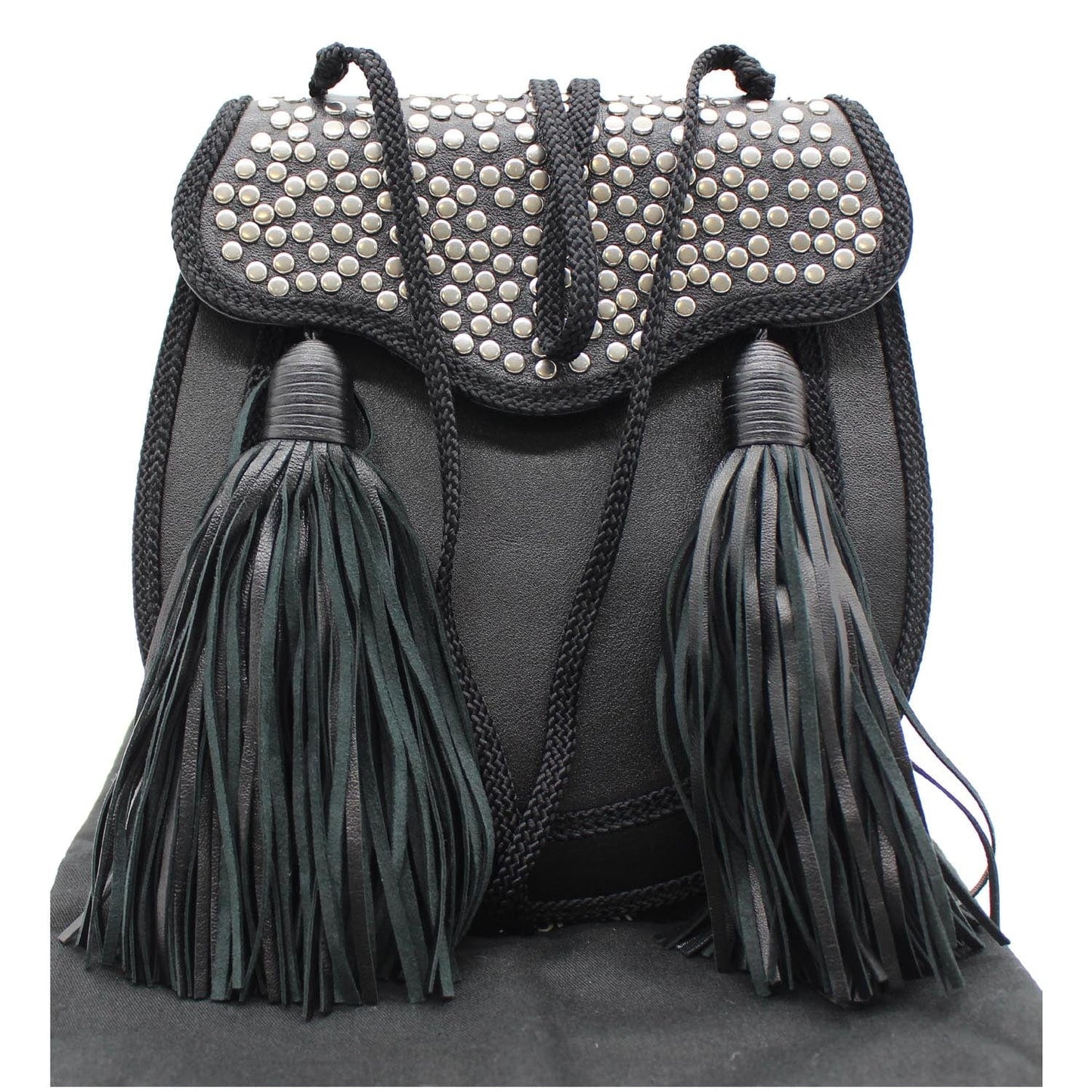 YSL Saint Laurent Saint Opium Studded Tassel Bag Leather Black Crossbody Bag