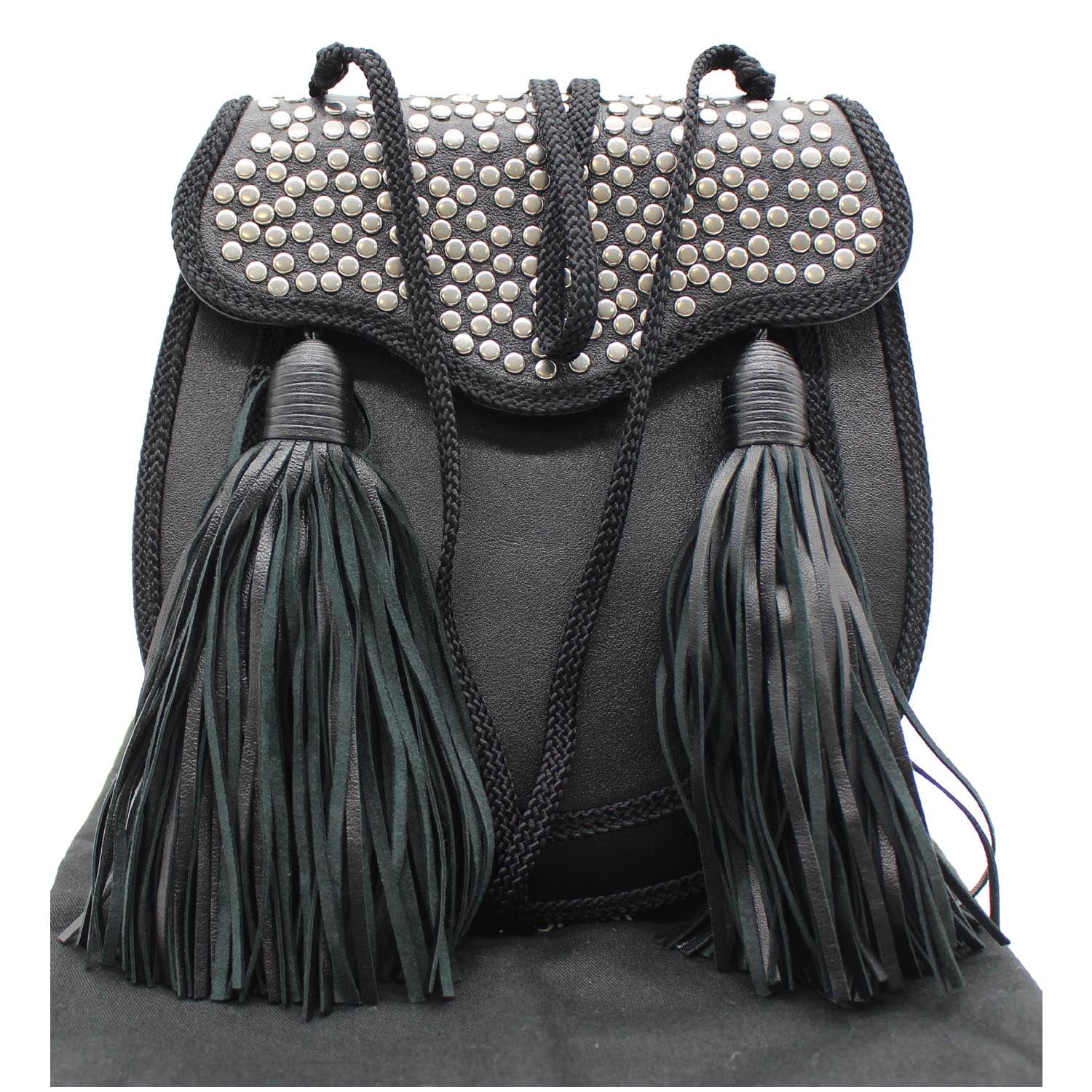YSL Saint Laurent Saint Opium Studded Tassel Bag Leather Black Crossbody Bag