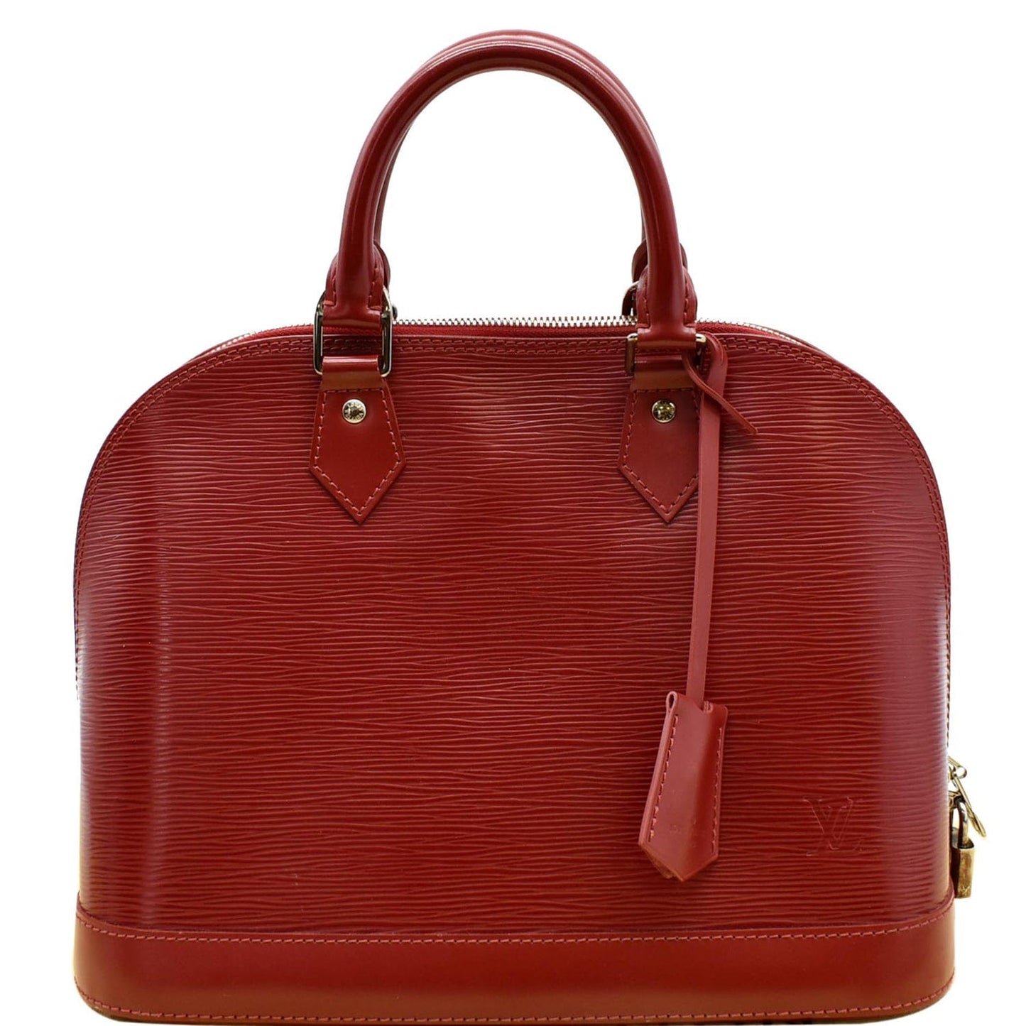Louis Alma Mm Epi Satchel Bag Leather Red Travel Bag