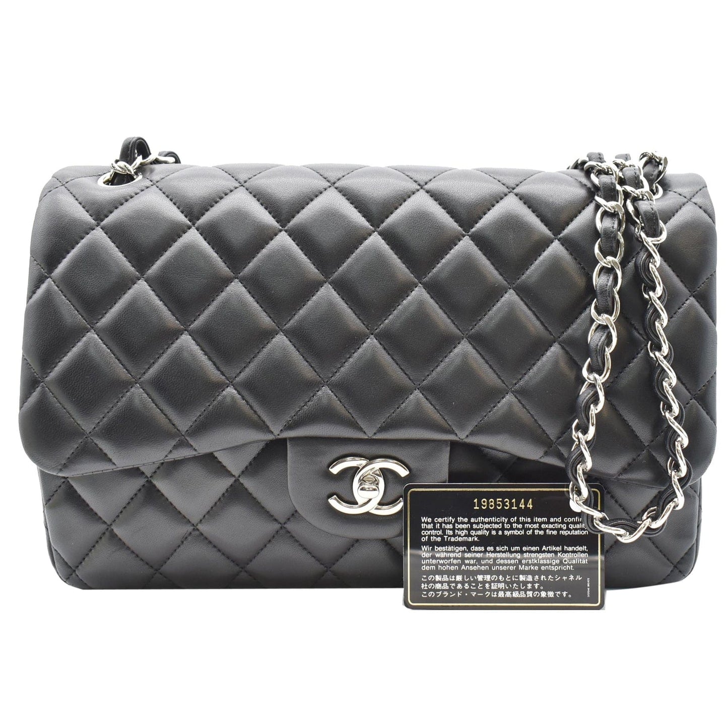 Chanel Classic Jumbo Double Shoulder Bag Leather Black