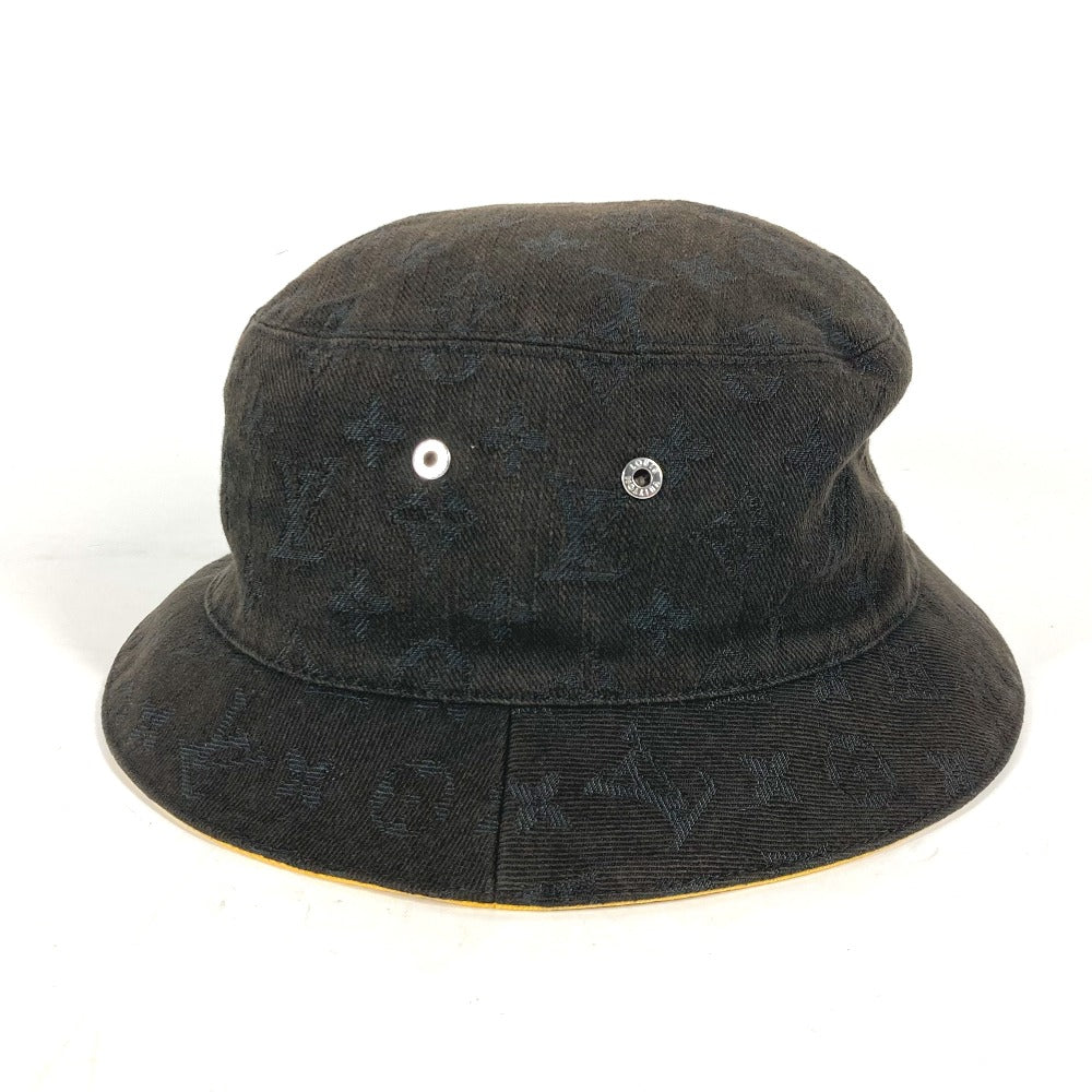 Louis Vuitton M76209 Polyester Bucket Bob Chapo Monogram Denim Cotton Black Hat