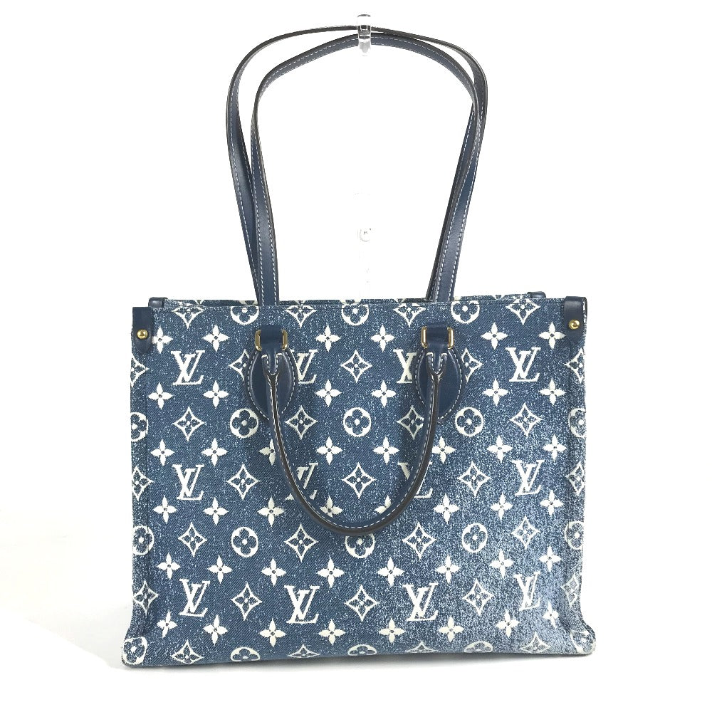 Louis Vuitton M59608 blue Jacquard On Go Monogram Leather Canvas Denim Shoulder Bag