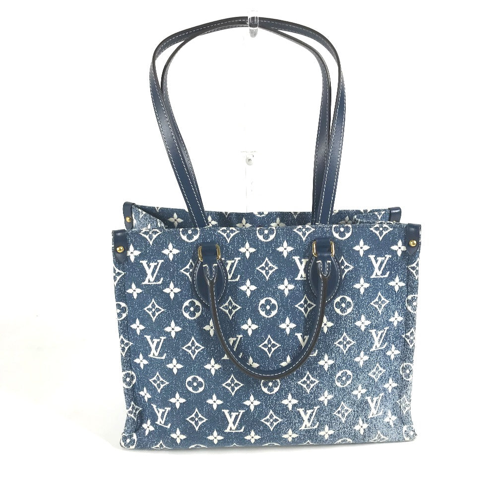 Louis Vuitton M59608 blue Jacquard On Go Monogram Leather Canvas Denim Shoulder Bag