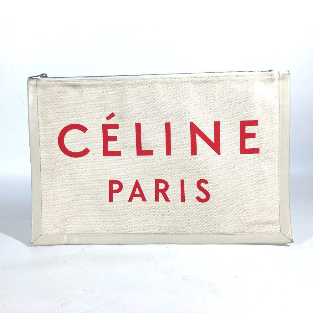 Clutch Bag Logo Women Leather Canvas
