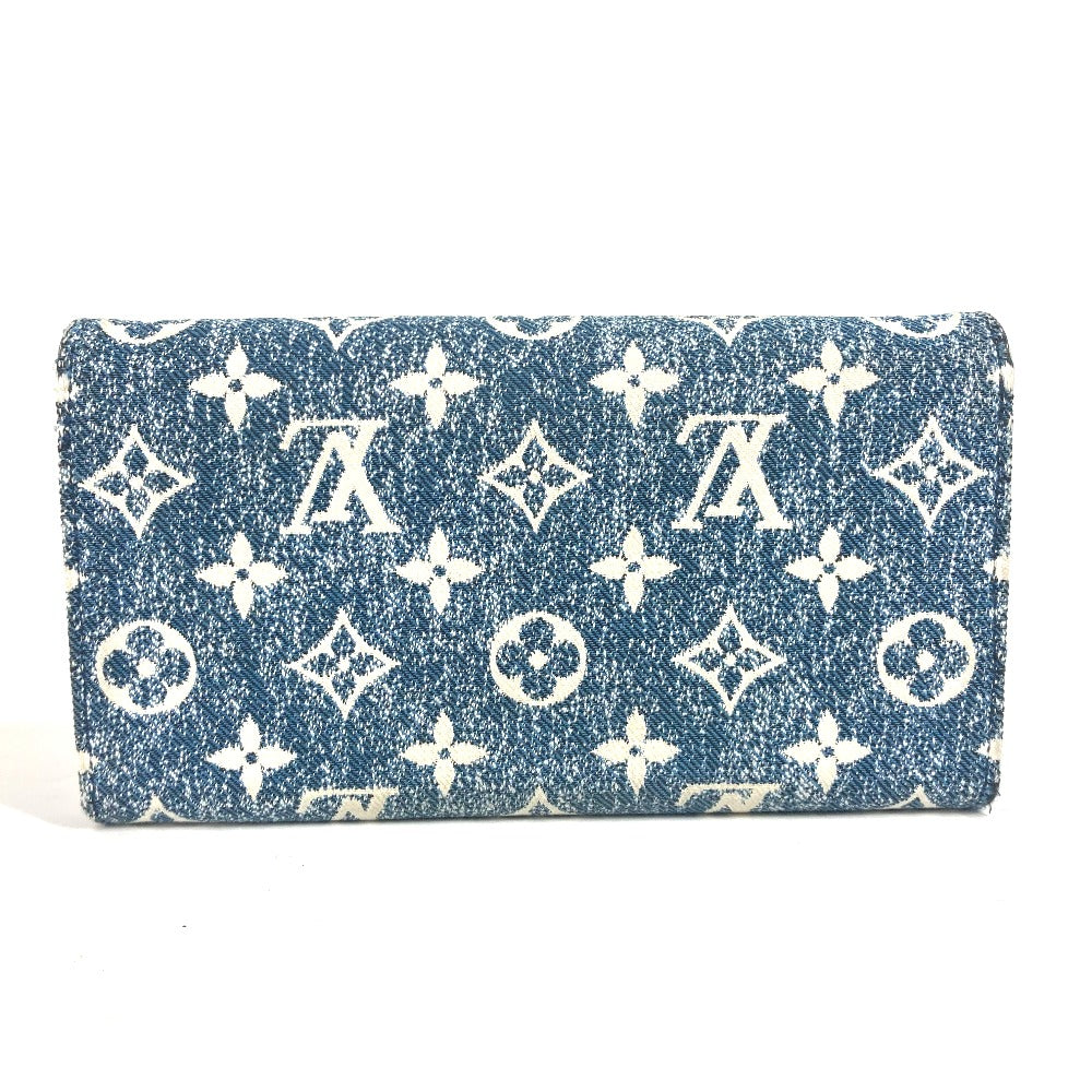 Louis Vuitton Long Purse M81183 jacquard Portefeuille Monogram Denim Blue Wallet Case