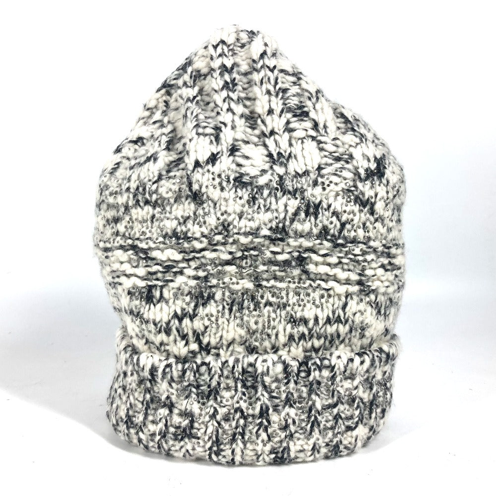 Chanel Knit hat Wool cashmere Rhinestone Black