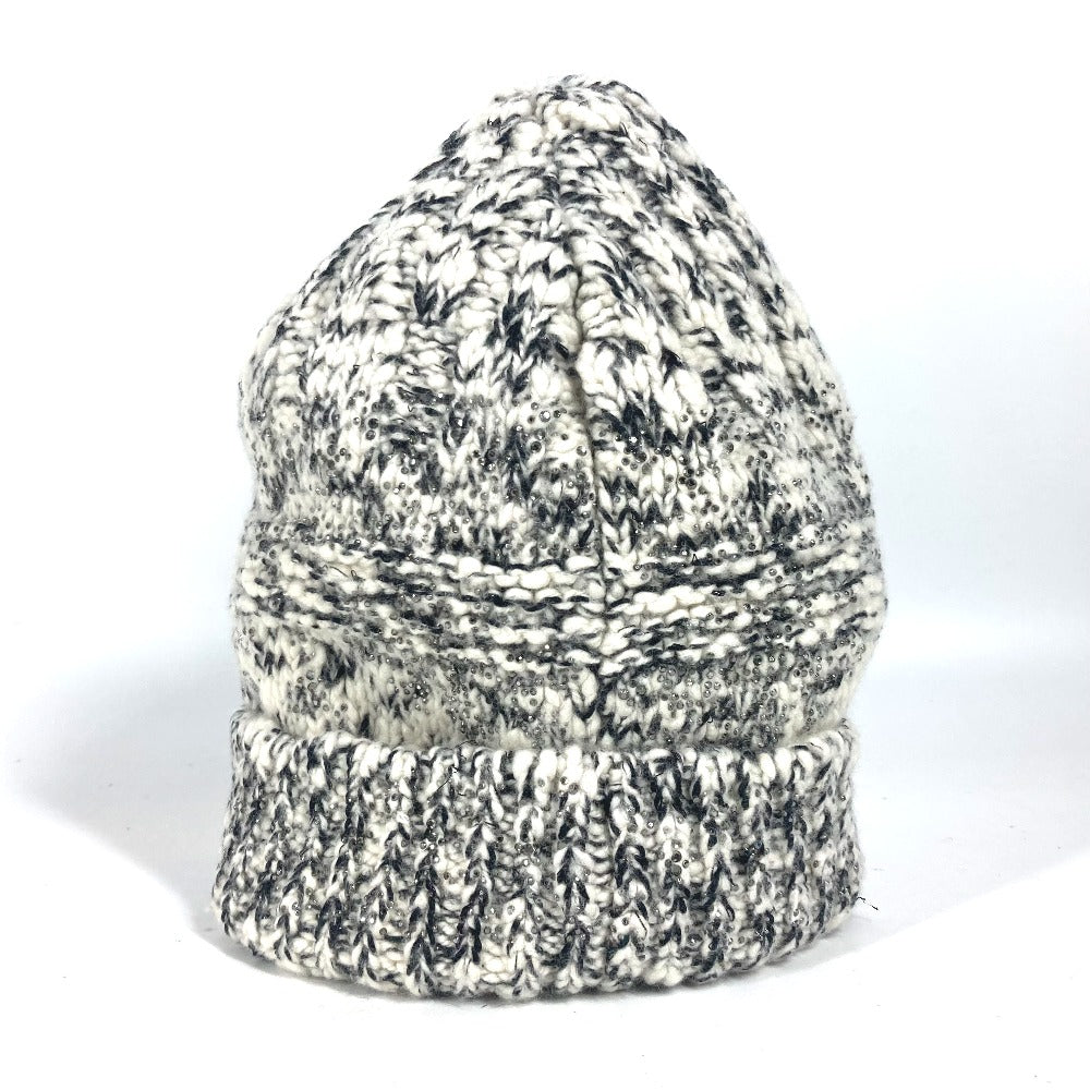 Chanel Knit hat Wool cashmere Rhinestone Black
