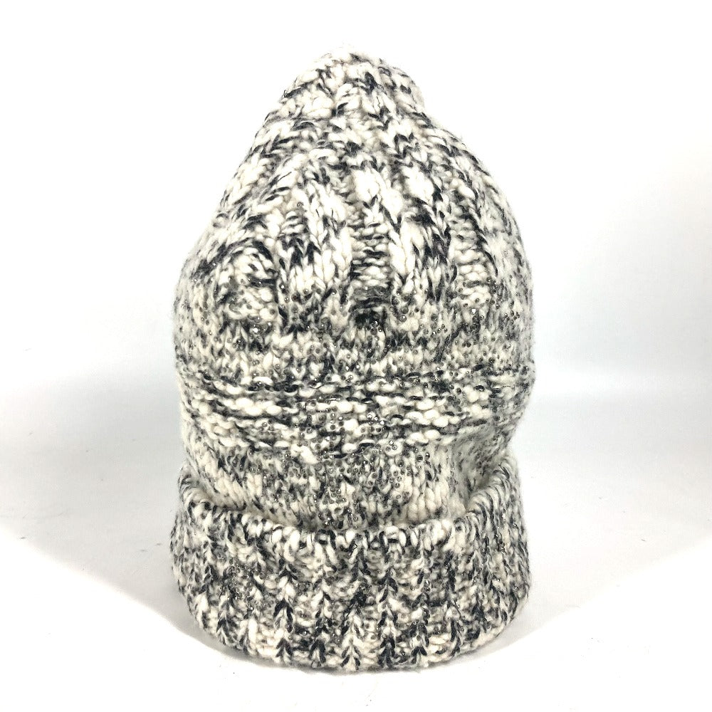 Chanel Knit hat Wool cashmere Rhinestone Black