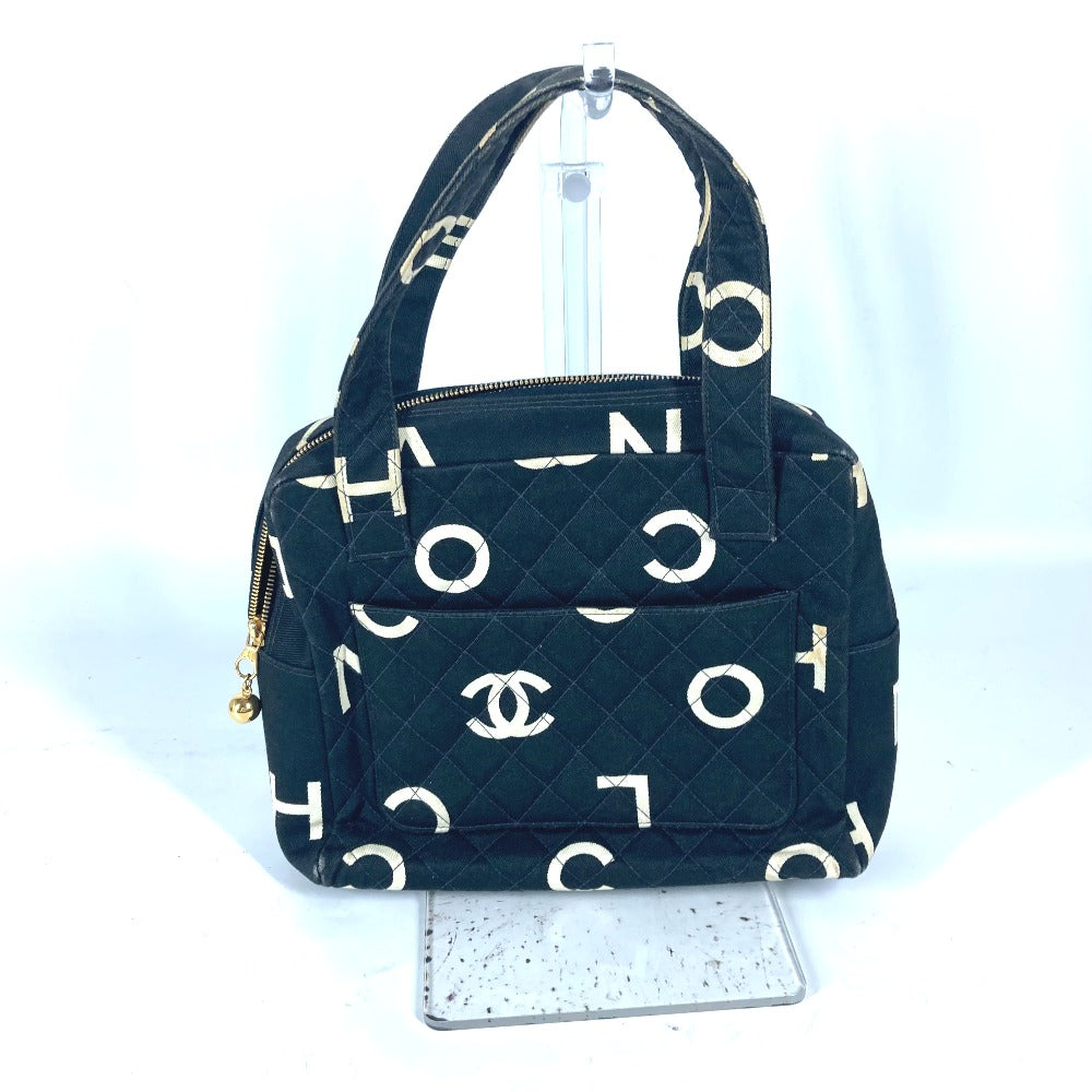 Chanel CC logo all-over pattern Black Canvas Handbag