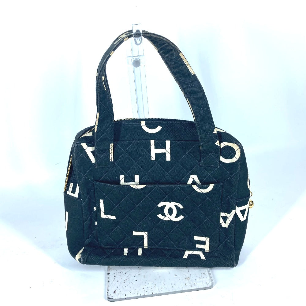 Chanel CC logo all-over pattern Black Canvas Handbag