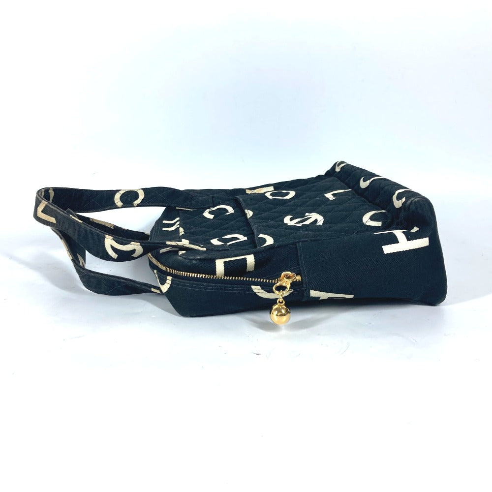 Chanel CC logo all-over pattern Black Canvas Handbag