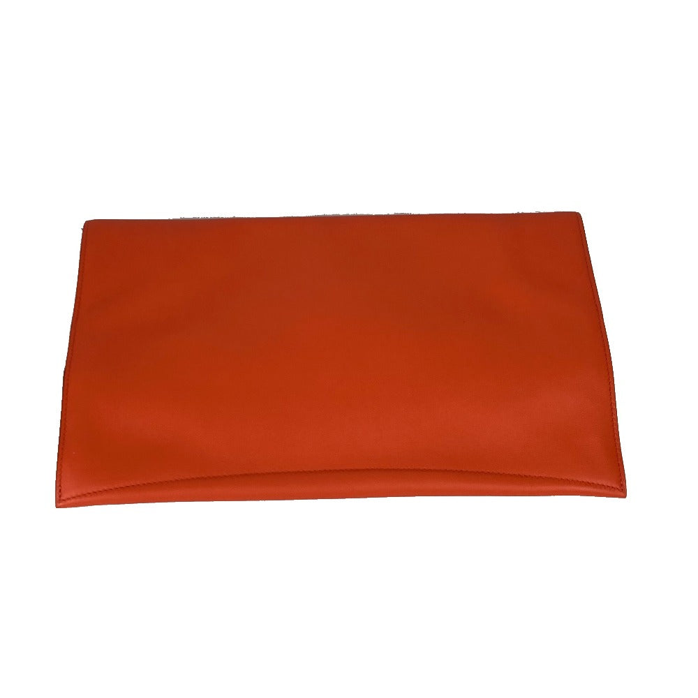 Hermes Clutch Bag Swift Pouch Puri Plat Orange Flap