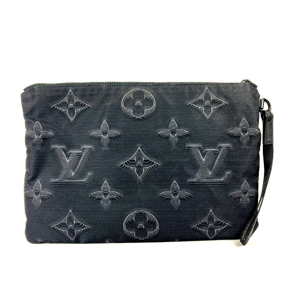 Louis Vuitton M80142 Reversible A4 Pochette Monogram Nylon Black Clutch Bag