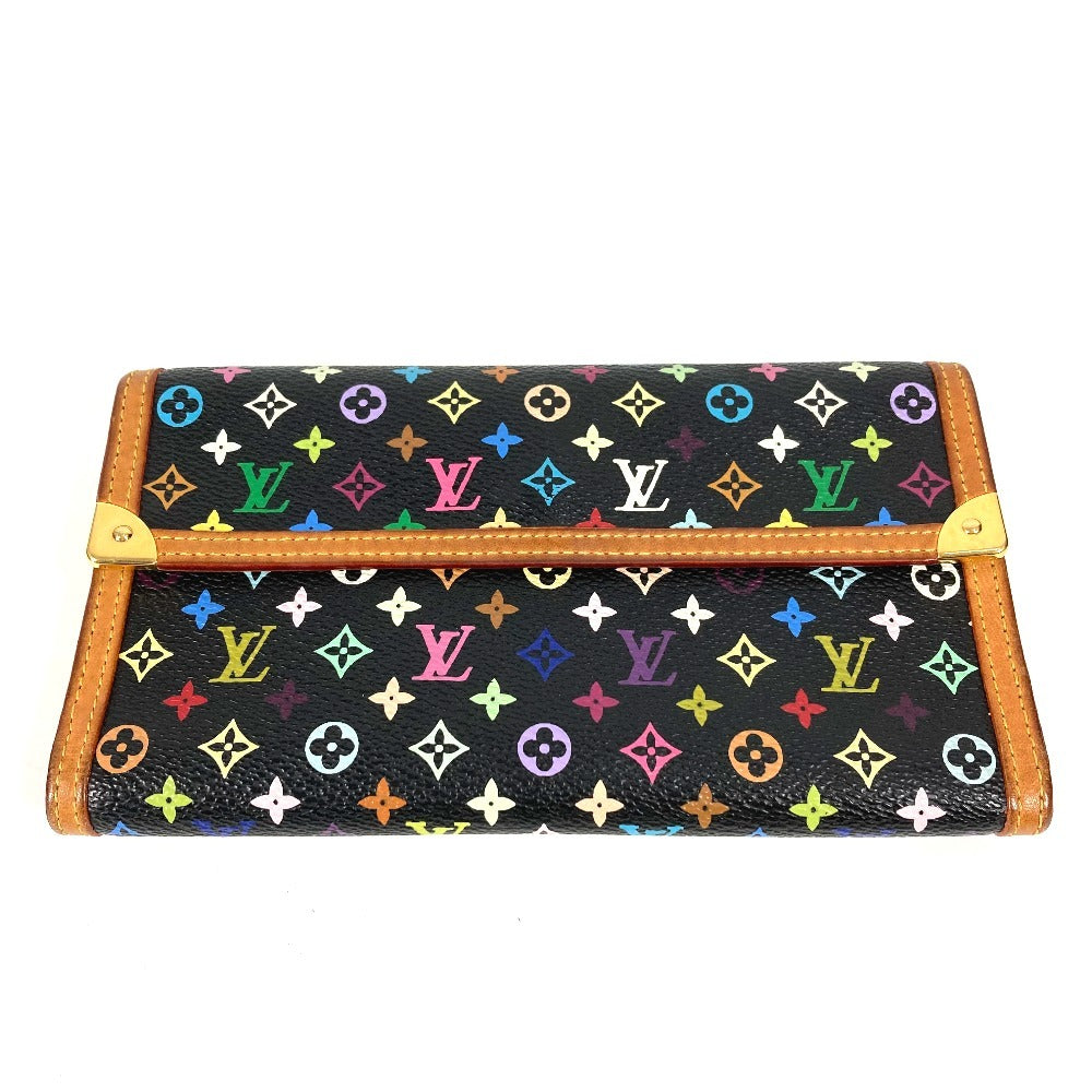 Louis Vuitton Long Purse M92658 Porte Tresor Monogram Canvas Black Multicolor Wallet Case