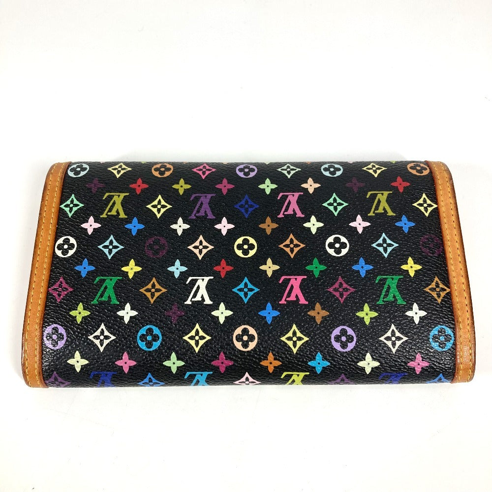 Louis Vuitton Long Purse M92658 Porte Tresor Monogram Canvas Black Multicolor Wallet Case