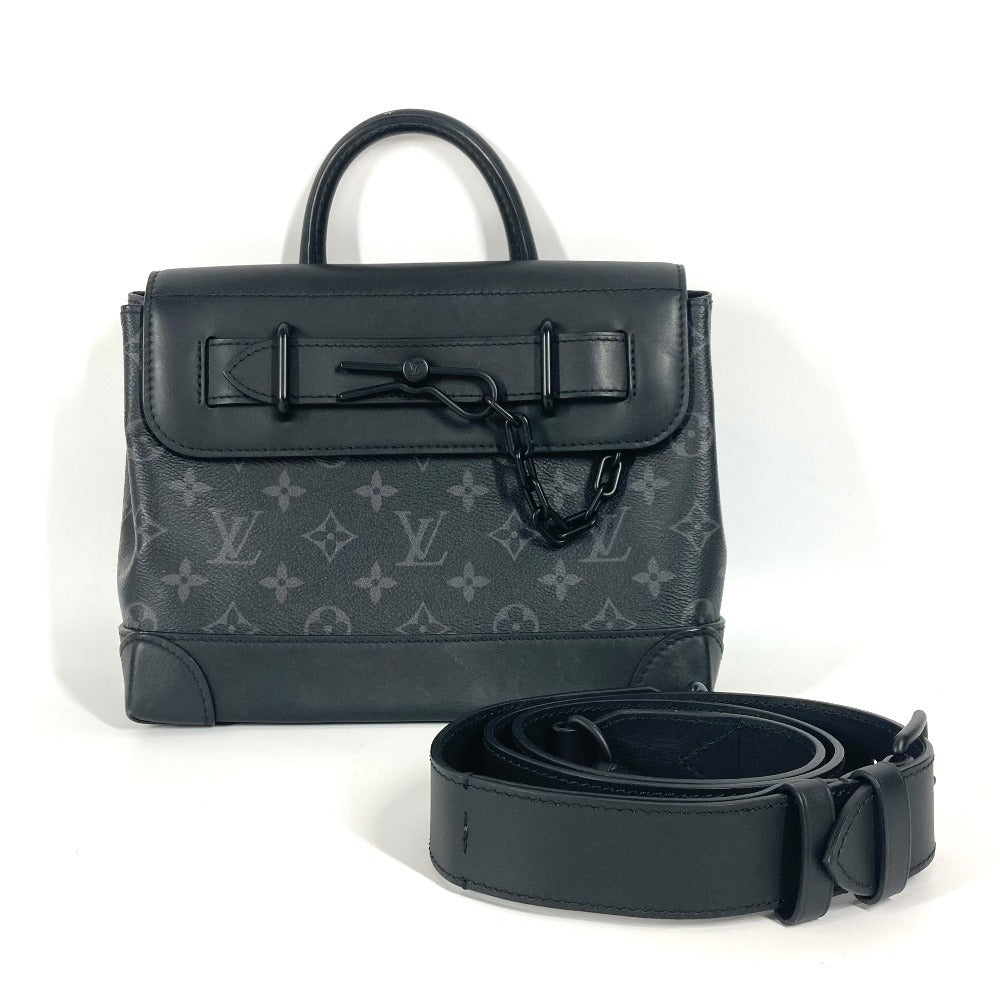 Louis Vuitton M46953 Eclipse Steamer PM Monogram Canvas Black Handbag