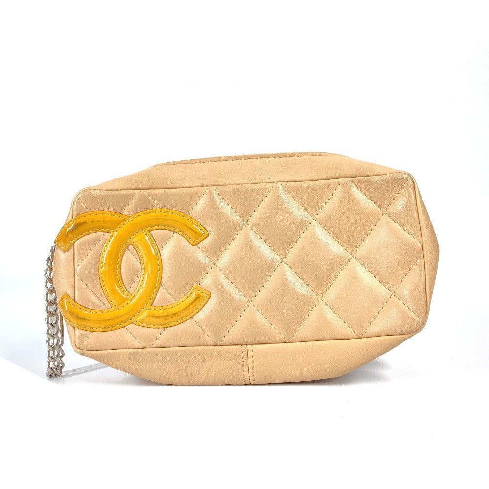Chanel Cambon line CC COCO Mark logo Beige Leather Handbag