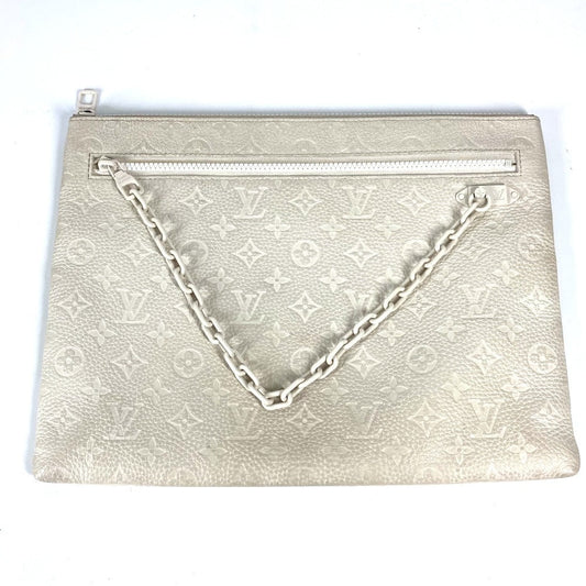 Louis Vuitton M67462 Taurillon Clemence Taurillon Clemence Monogram Leather White Clutch Bag