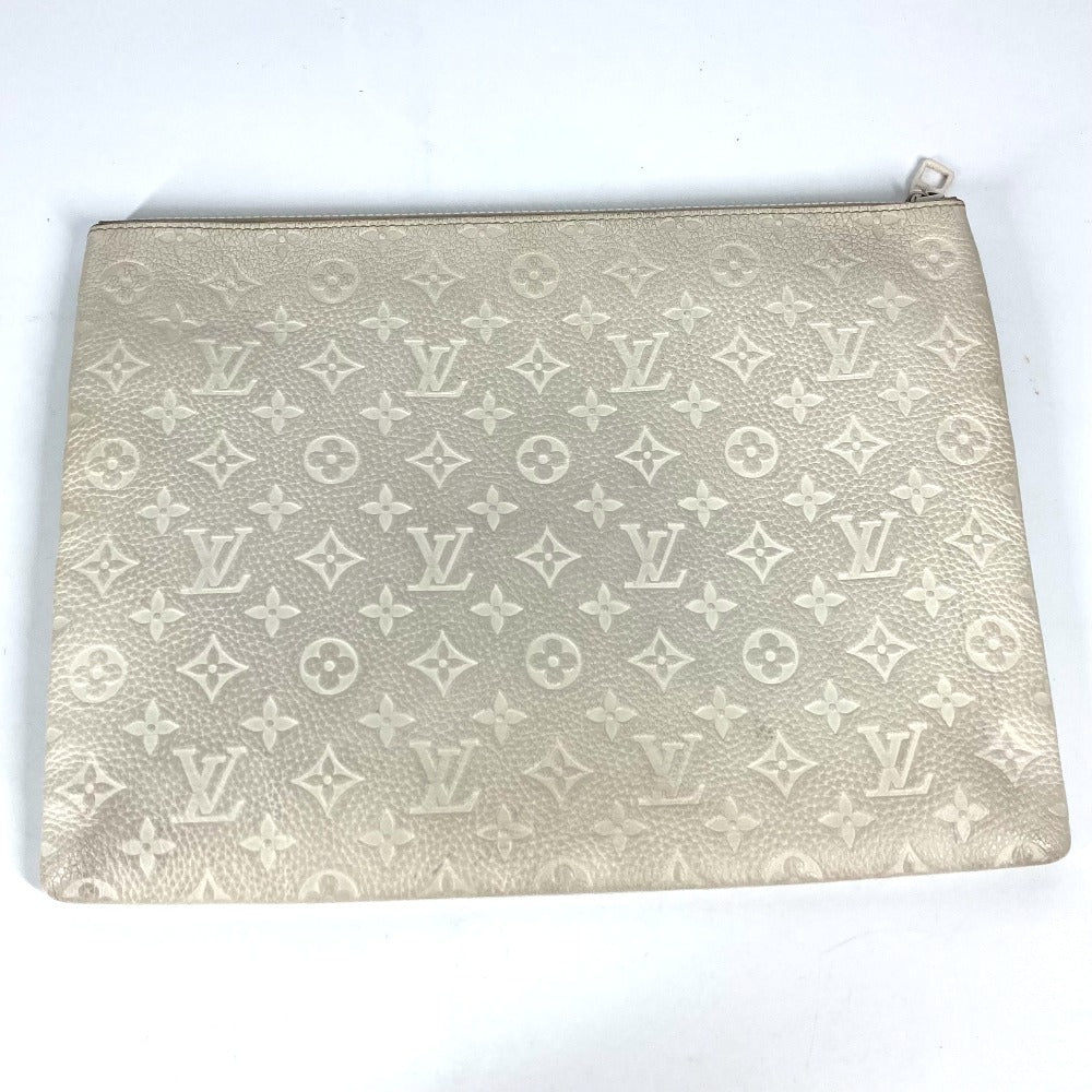 Louis Vuitton M67462 Taurillon Clemence Taurillon Clemence Monogram Leather White Clutch Bag
