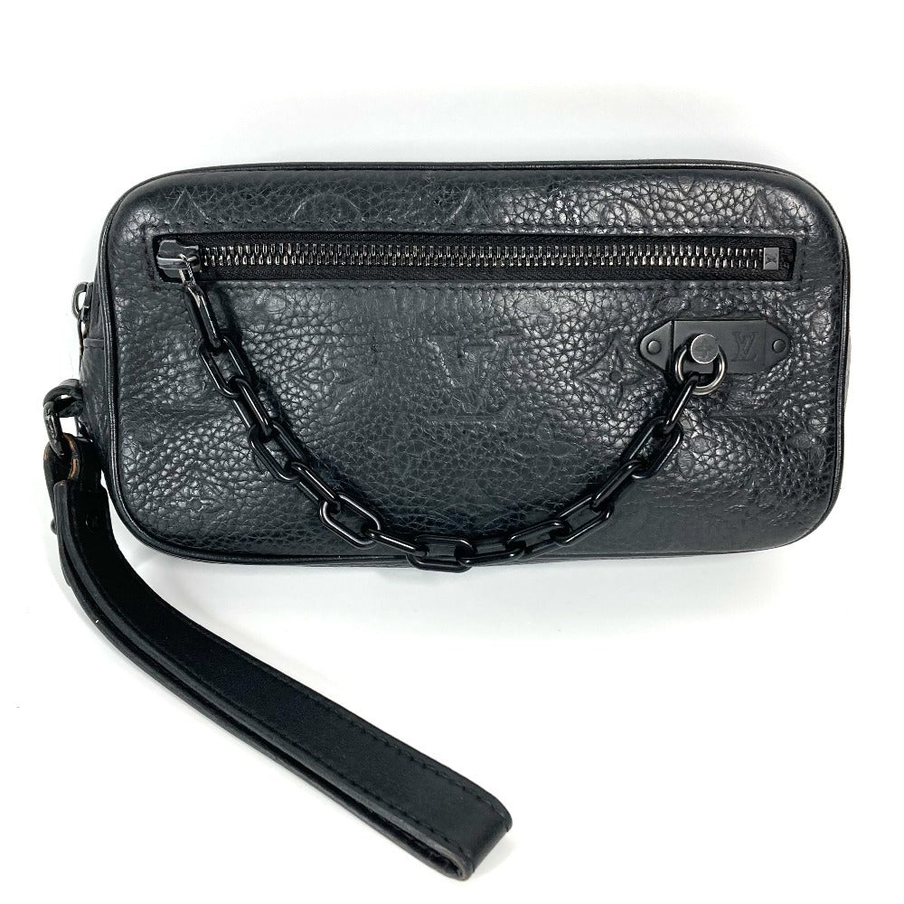 Louis Vuitton M55703 Taurillon Clemence Taurillon Clemence Monogram Leather Black Chain Clutch Bag