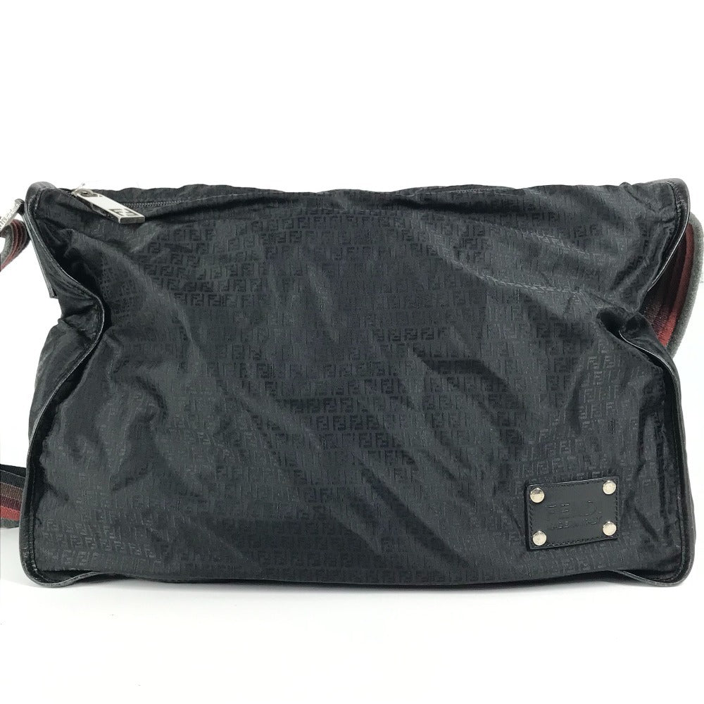 Fendi Shoulder Bag 7Va148 Zucca Leather Nylon Black