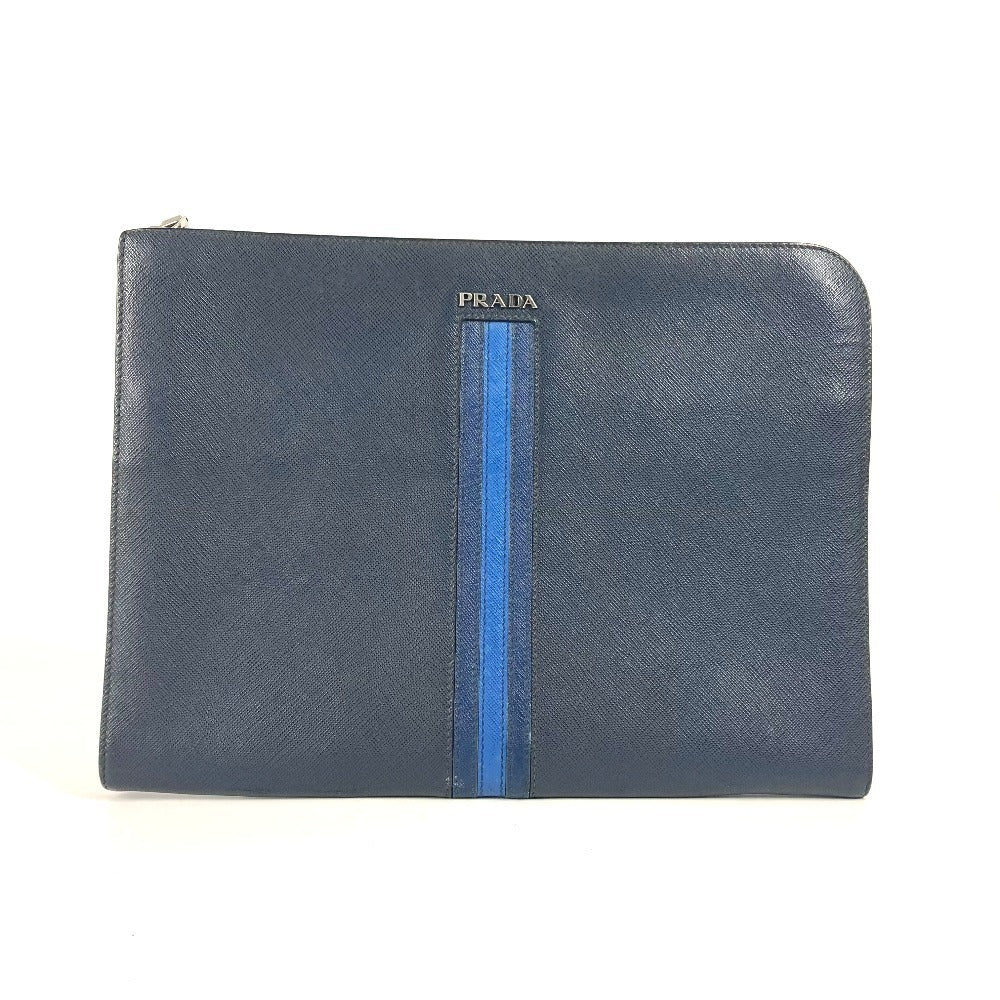 Clutch Bag Saffiano Navy Leather Logo
