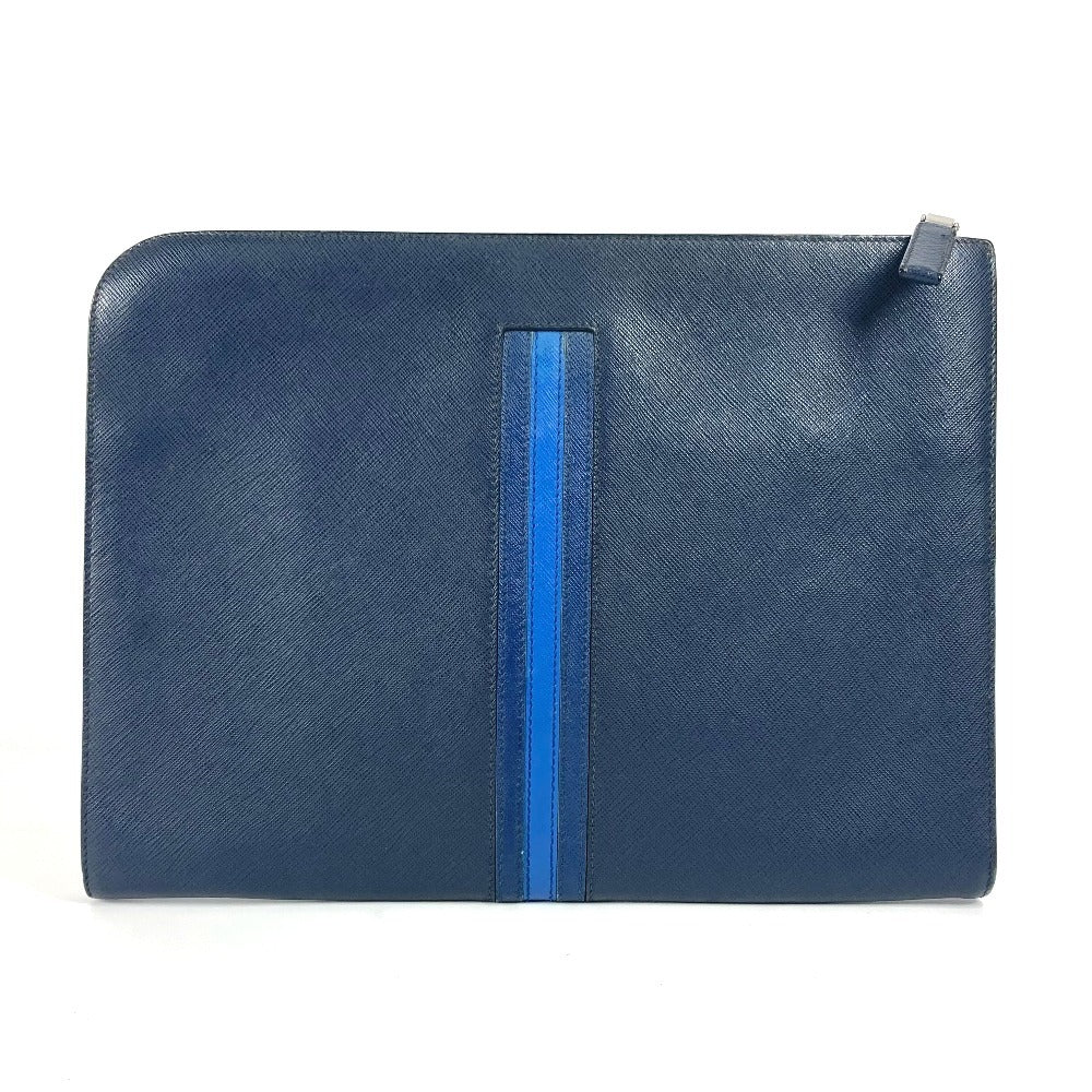 Clutch Bag Saffiano Navy Leather Logo
