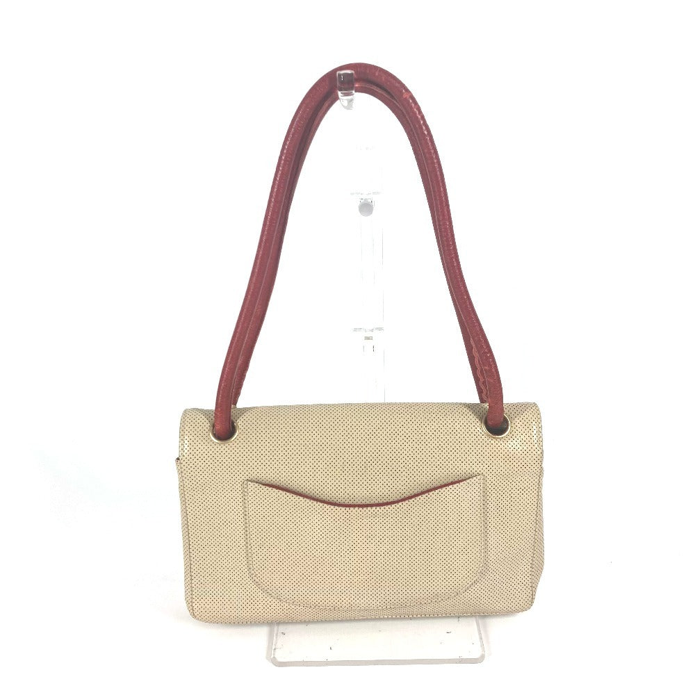 Chanel CC COCO Mark Punching Beige Leather Shoulder Bag
