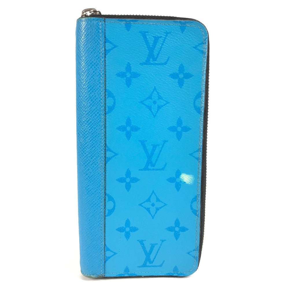 Louis Vuitton Long Purse M30467 Taiga Taigalama Monogram Leather Canvas Blue Wallet Case