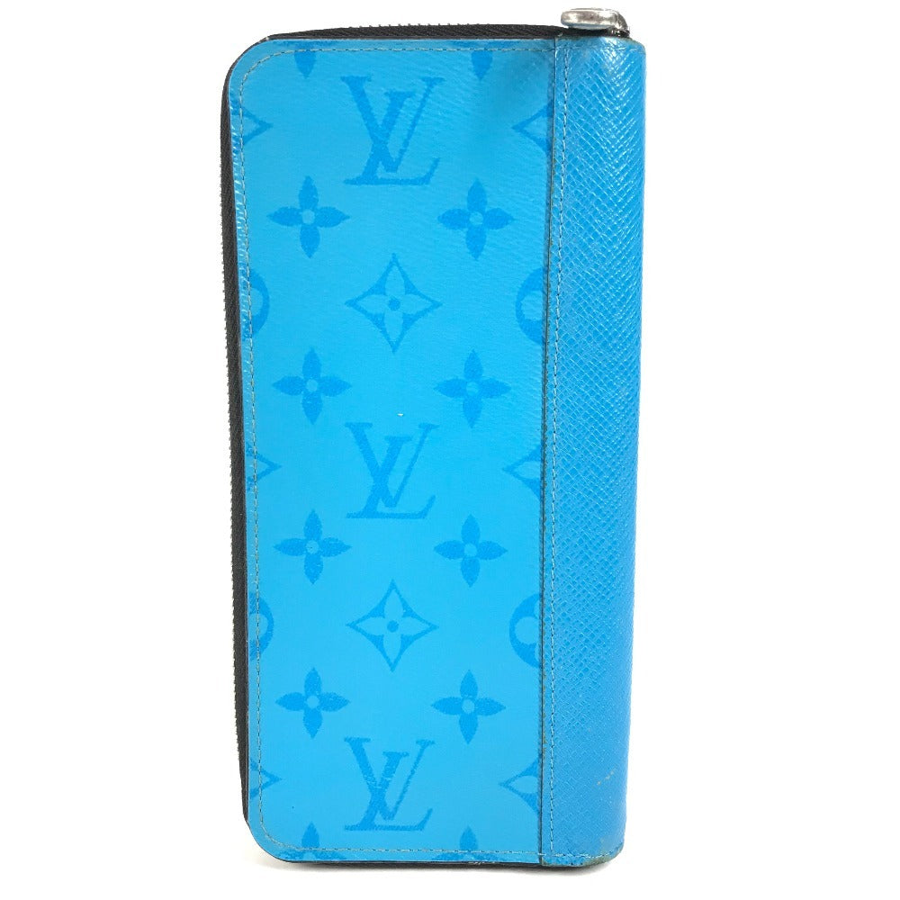 Louis Vuitton Long Purse M30467 Taiga Taigalama Monogram Leather Canvas Blue Wallet Case