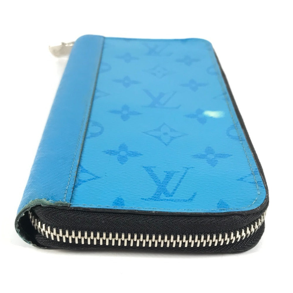 Louis Vuitton Long Purse M30467 Taiga Taigalama Monogram Leather Canvas Blue Wallet Case