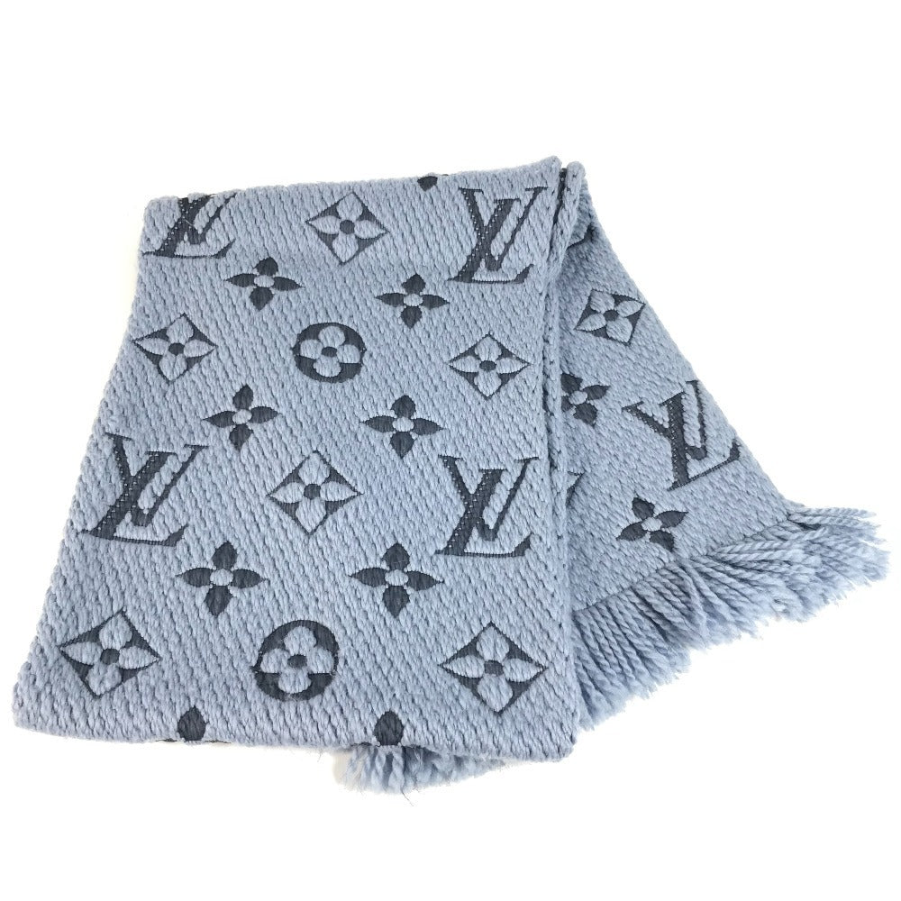 Louis Vuitton Scarf M75702 Silk Esharp Logomania Monogram Wool Blue