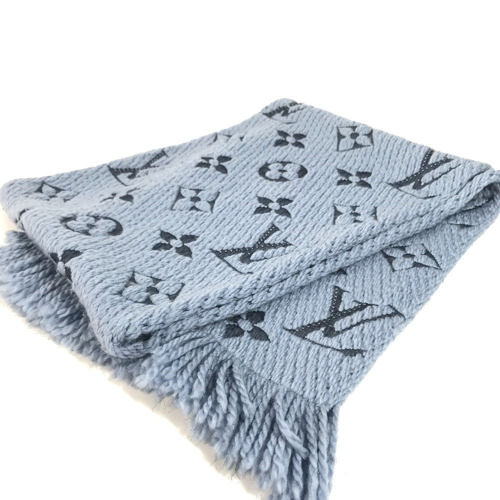 Louis Vuitton Scarf M75702 Silk Esharp Logomania Monogram Wool Blue