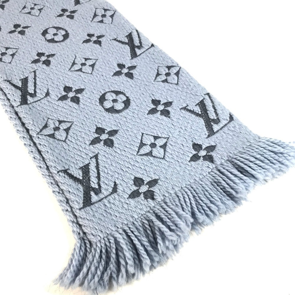 Louis Vuitton Scarf M75702 Silk Esharp Logomania Monogram Wool Blue