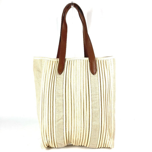 Hermes Shoulder Bag Kabas Calicut Leather Canvas Beige