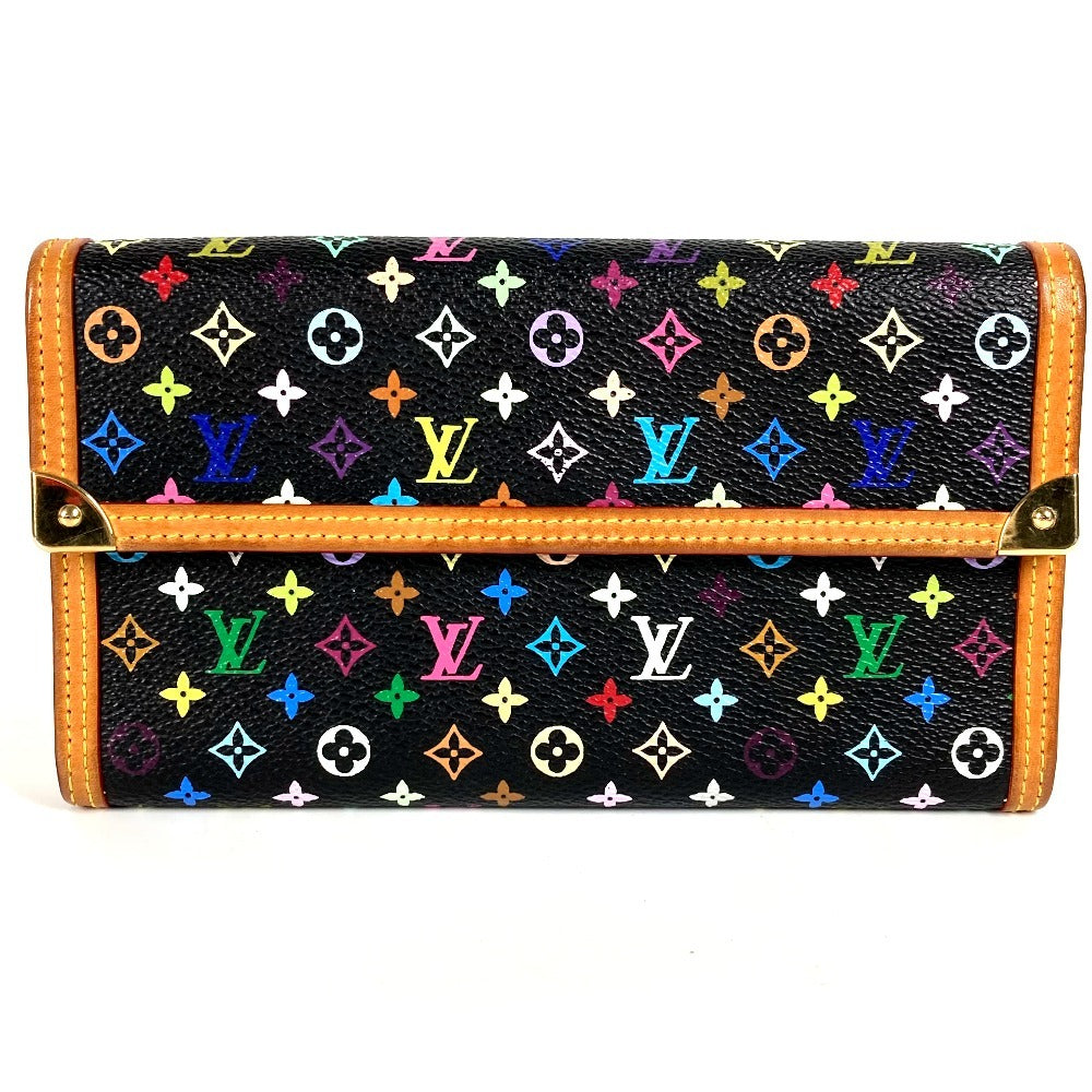 Louis Vuitton Long Purse M92658 Porte Tresor Monogram Canvas Black Multicolor Wallet Case D 15