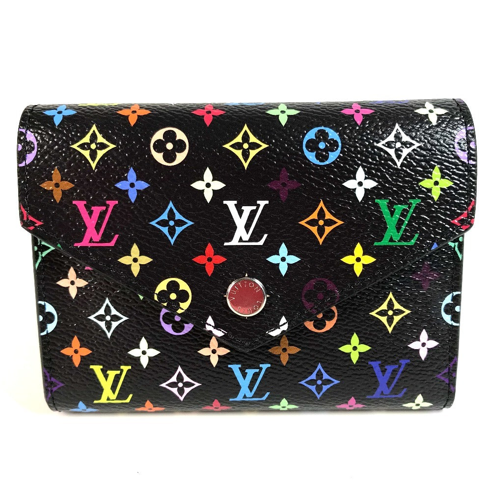 Louis Vuitton Trifold M14163 Multicolore Takashi Murakami Monogram Canvas Black Wallet Case