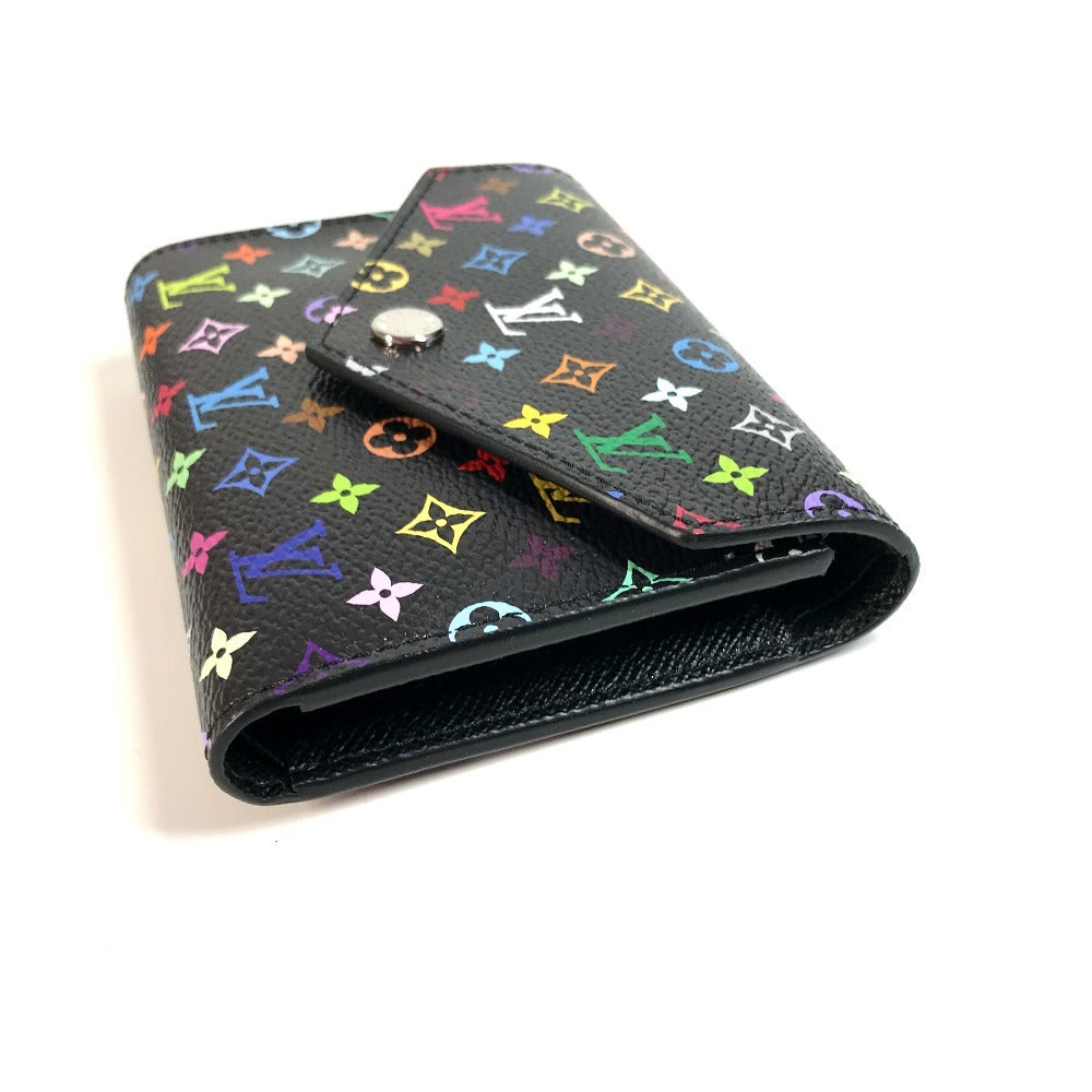 Louis Vuitton Trifold M14163 Multicolore Takashi Murakami Monogram Canvas Black Wallet Case