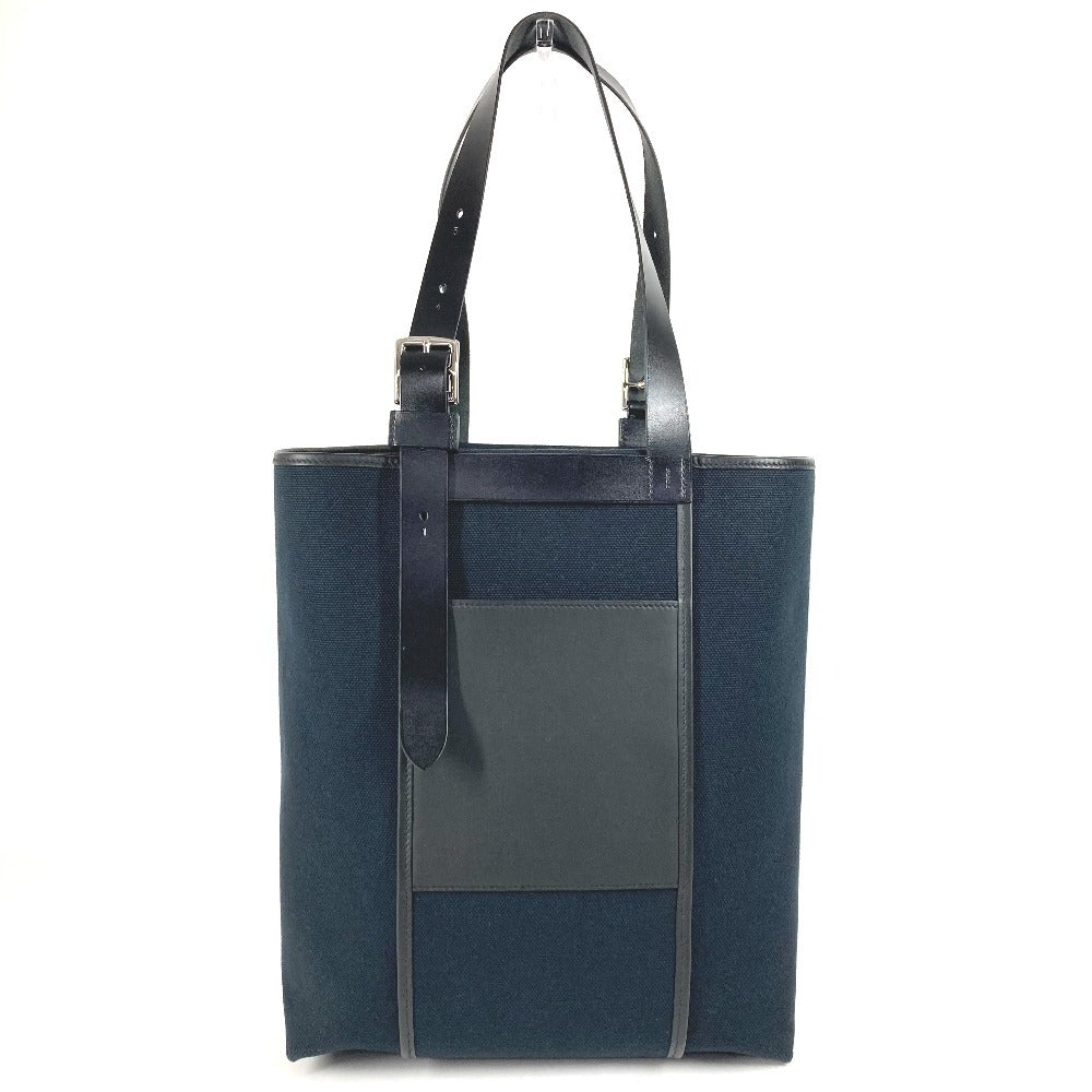 Hermes Shoulder Bag Toile Etriviere Pocket Leather Black