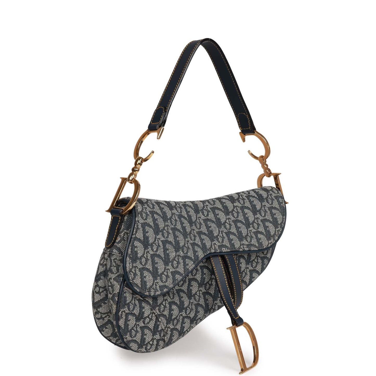 Dior Christian Saddle Bag Grey issimo Hardware Canvas Gold Gray Travel Bag