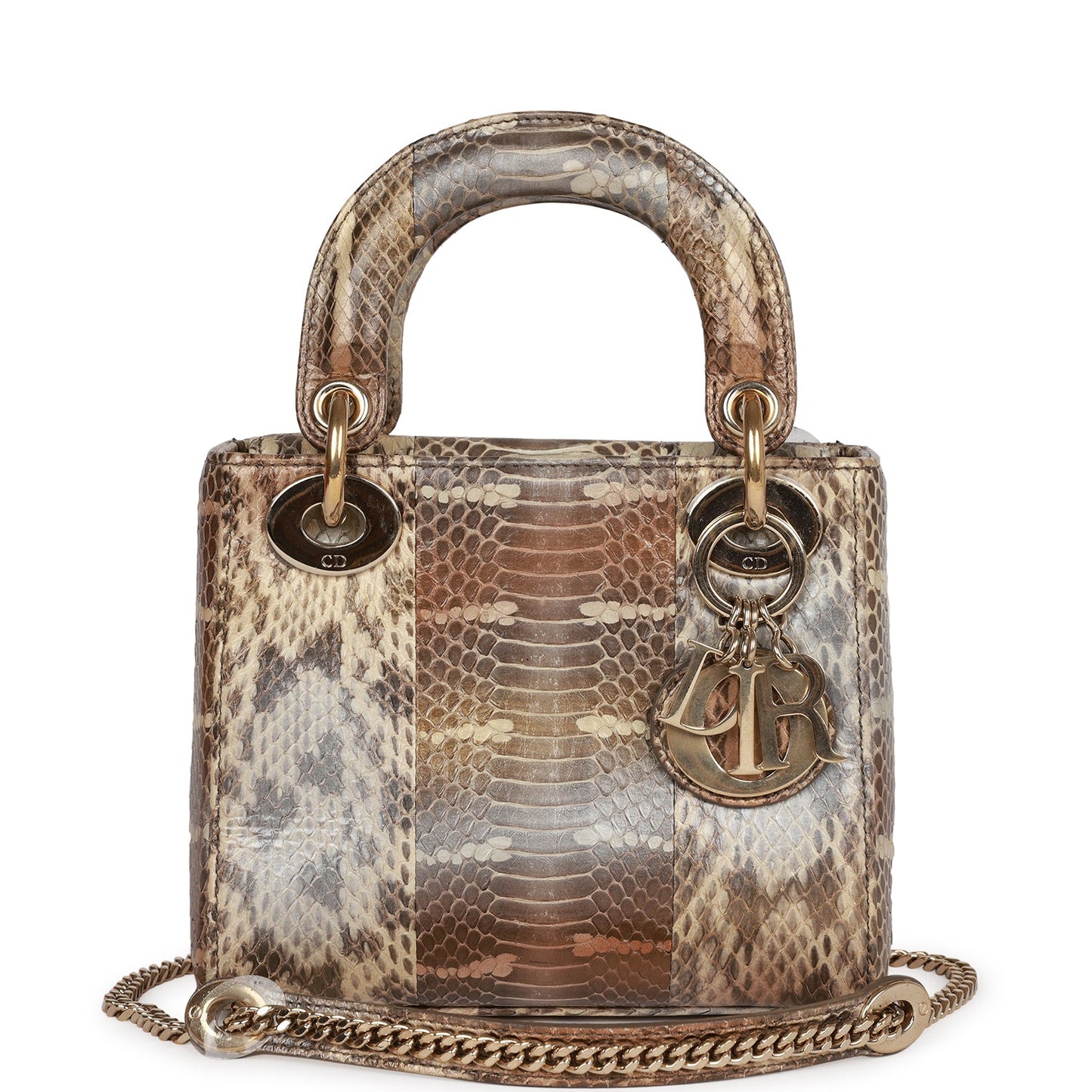 Dior Christian Lady Tote Hardware Python Gold Mini Tote Bag