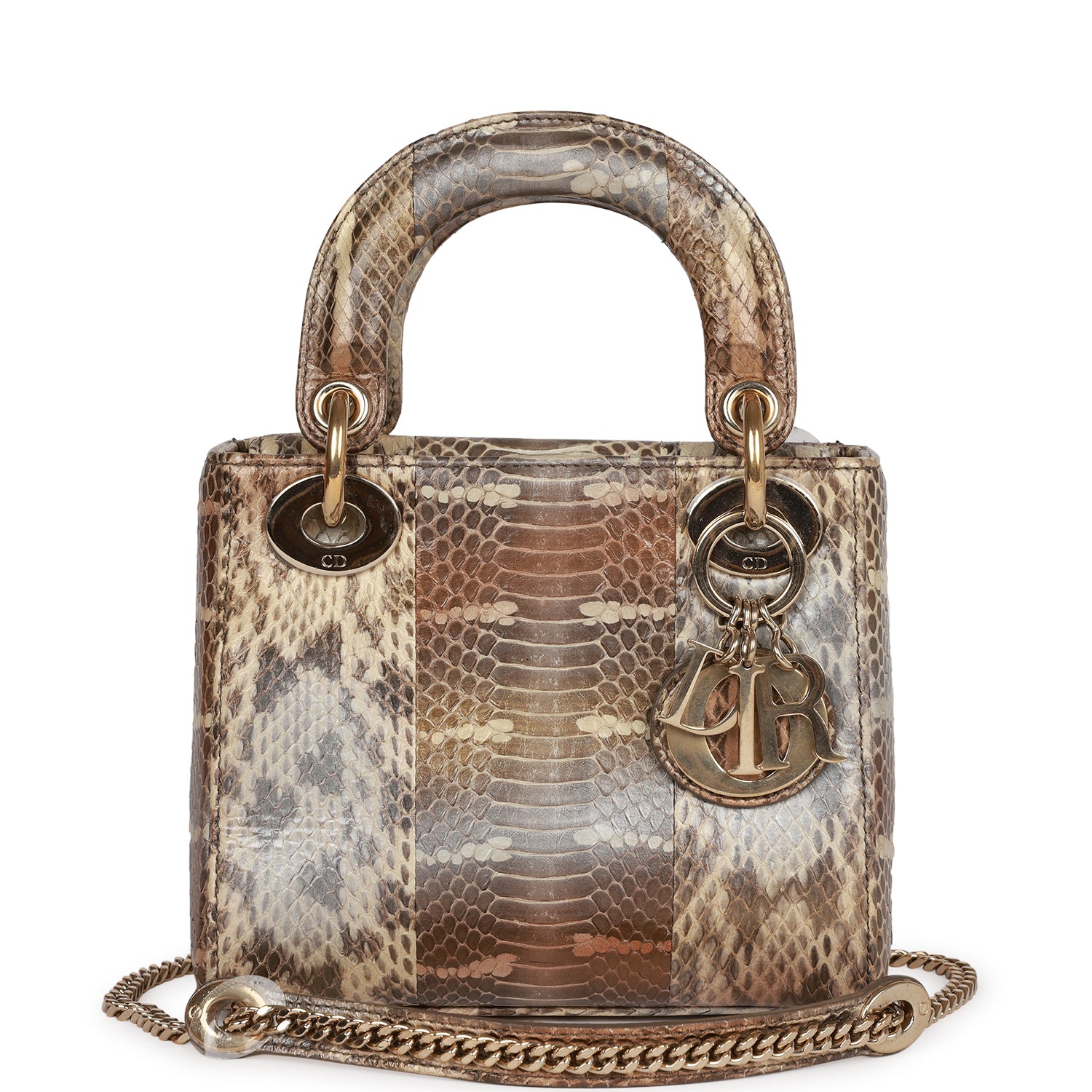 Dior Christian Lady Tote Hardware Python Gold Mini Tote Bag