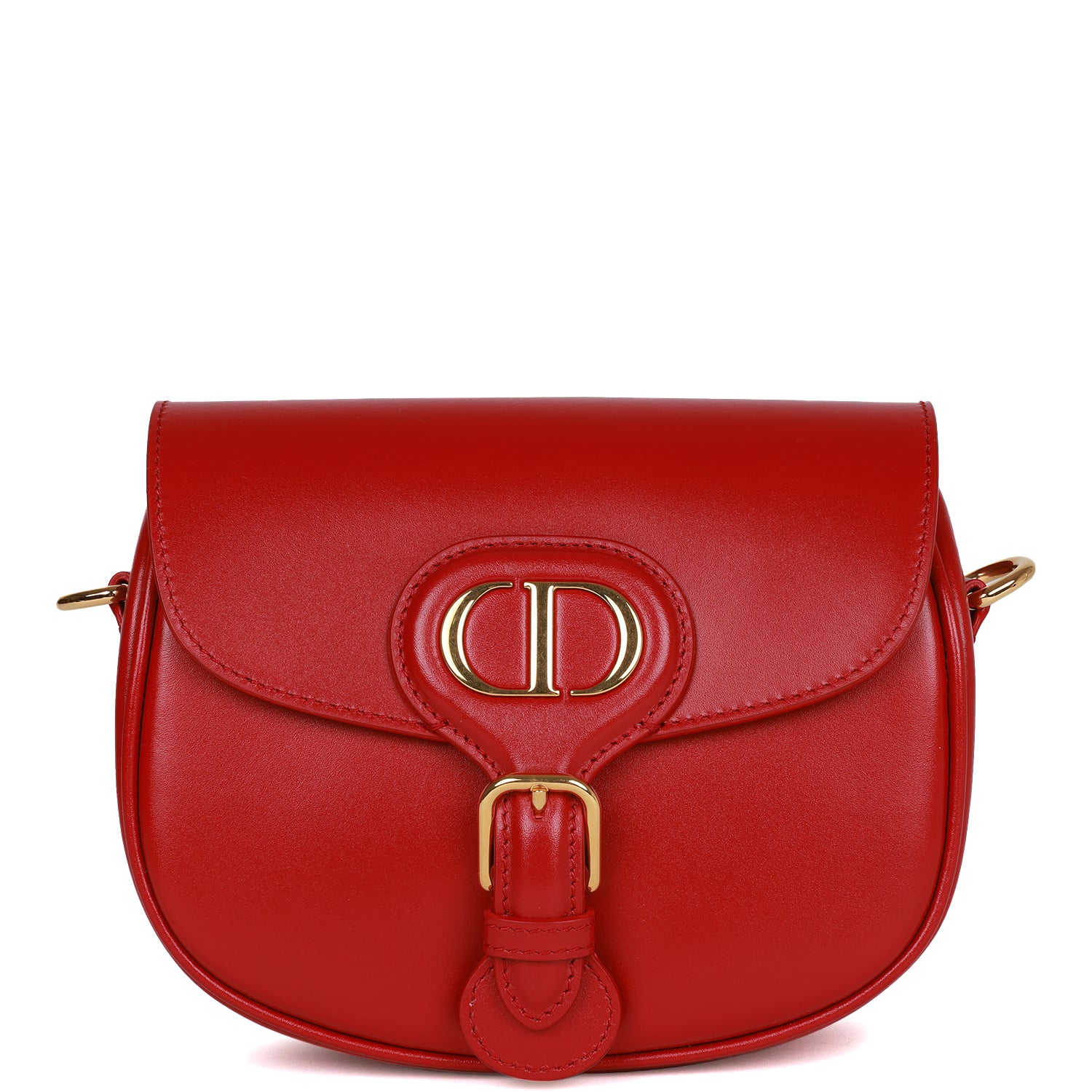 Dior Christian Poppy Calfskin Bobby Bag Hardware Red Gold Small Travel Bag