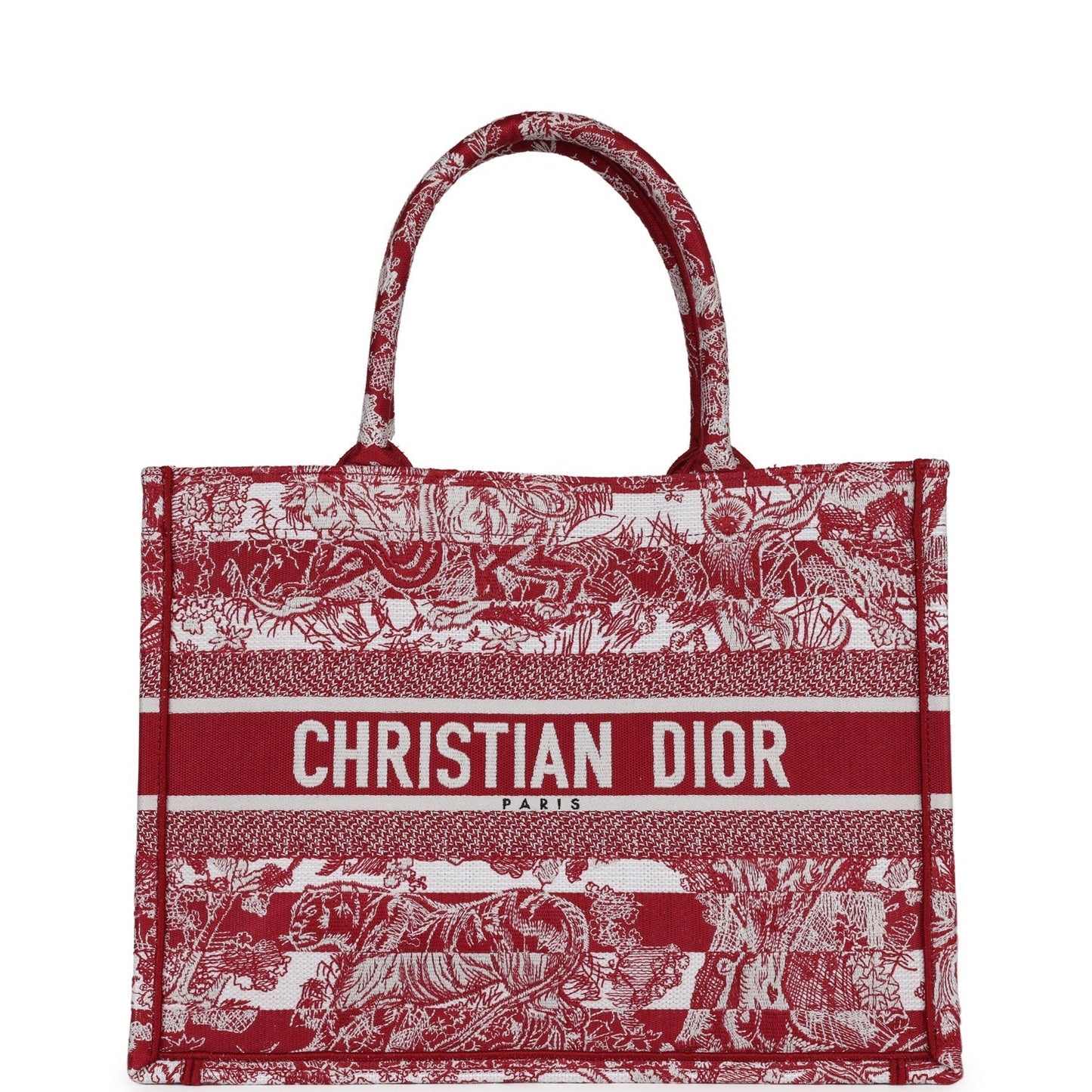Dior Christian Burgundy Toile De Jouy Stripes Book Tote Medium Tote Bag