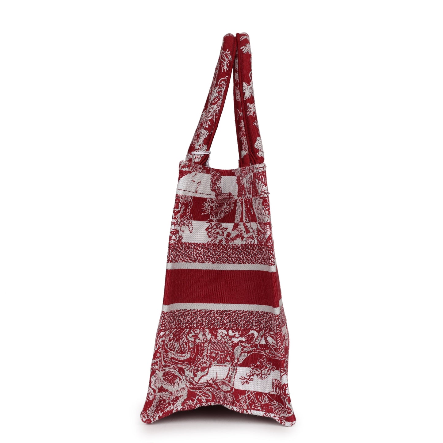Dior Christian Burgundy Toile De Jouy Stripes Book Tote Medium Tote Bag